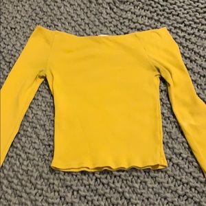 White Fawn Yellow Off the Shoulder Long Sleeve